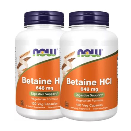 NOW Betaine HCl 648 mg – 2x120 Veg Capsules